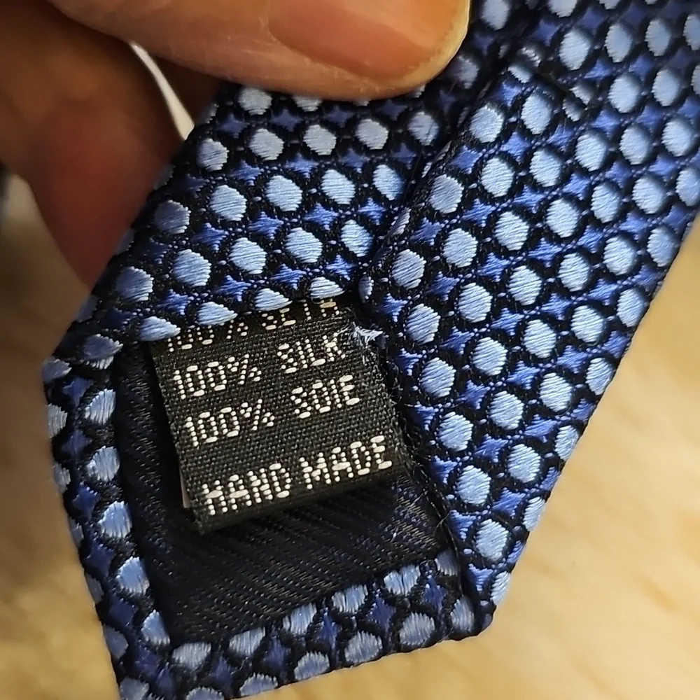 Men's‎ Blue Patterned Tie By SETAZONE.Pure Silk, Hand Made.
